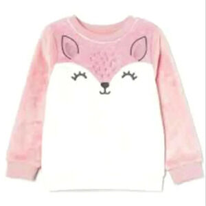 H&M Girls Pink Soft Fleece Sweatshirt Fluffy Feel Novelty Deer